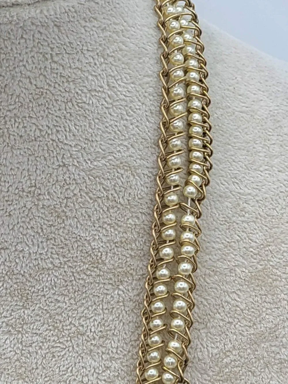 J Crew Small Pearl in Gold Tone Long Chain Necklace
